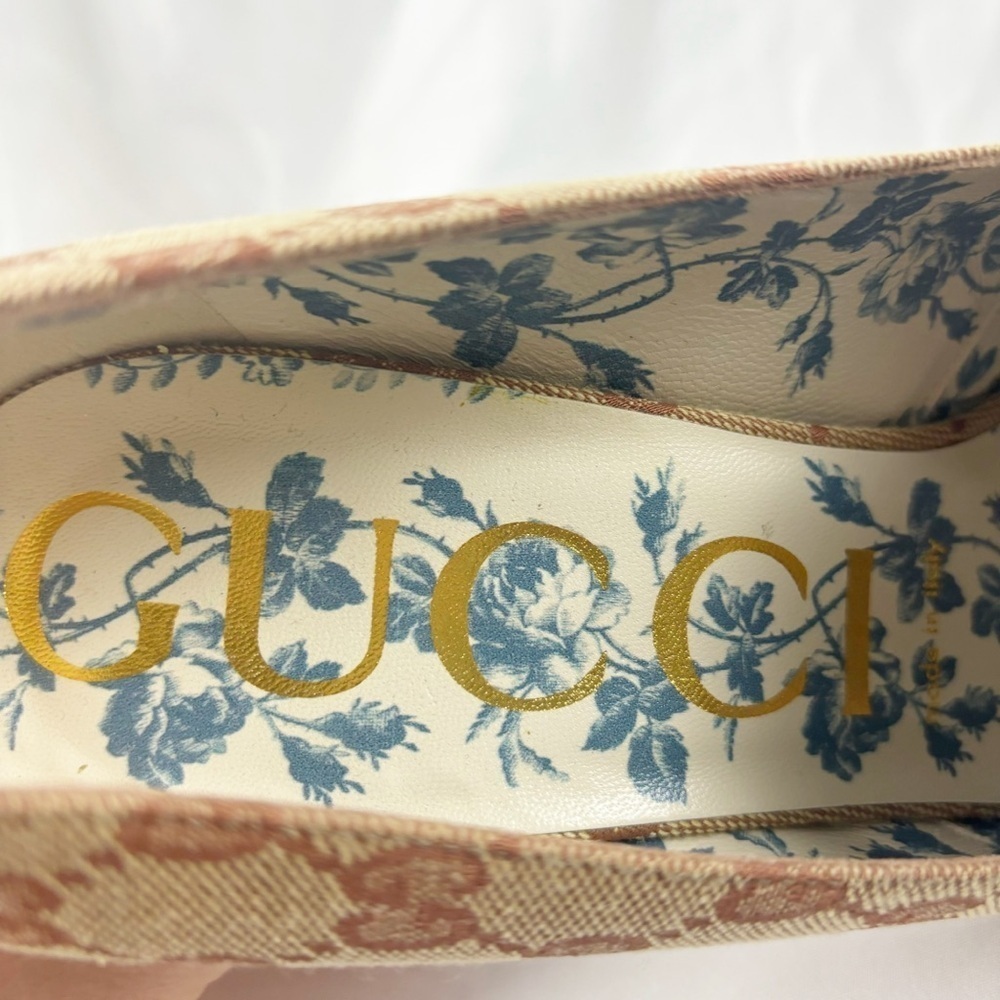 Gucci GG Marmont Beige Ruggine Victoire 95mm Loafer Block Heel Pumps EU 39.5 - Picture 8 of 11